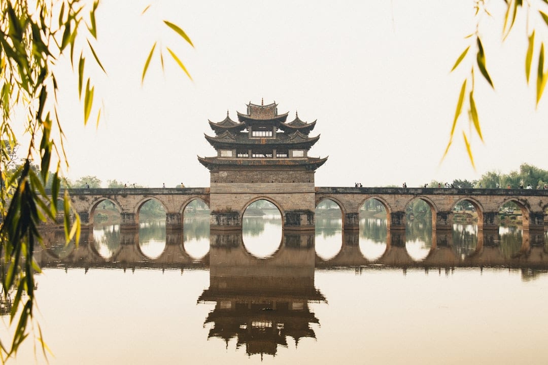 Chaozhou Guangji Bridge and ancient city walls at sunset
