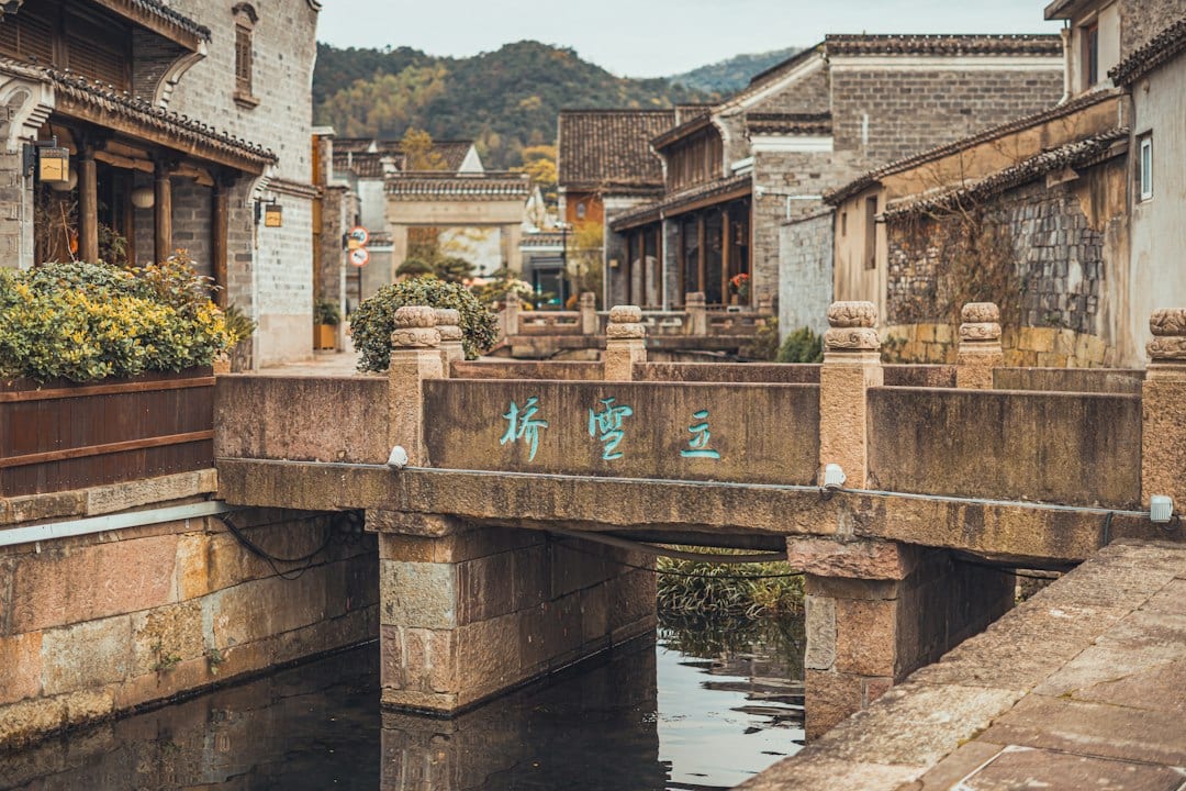 Ancient water town stone bridge and canals