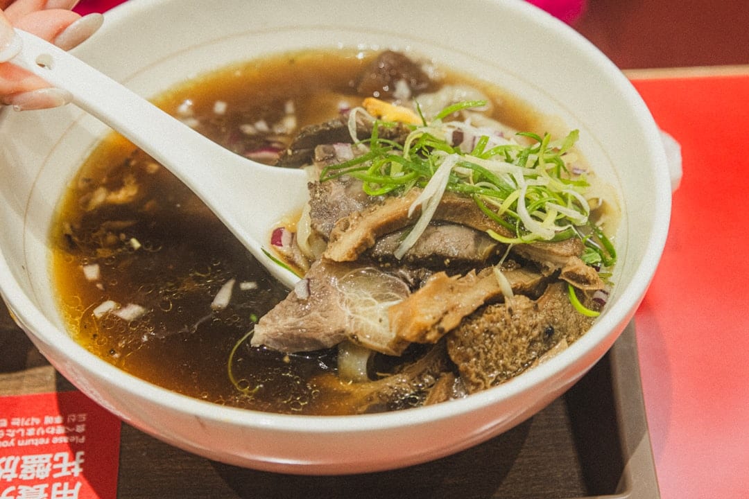 Traditional Chinese lamb soup with bread