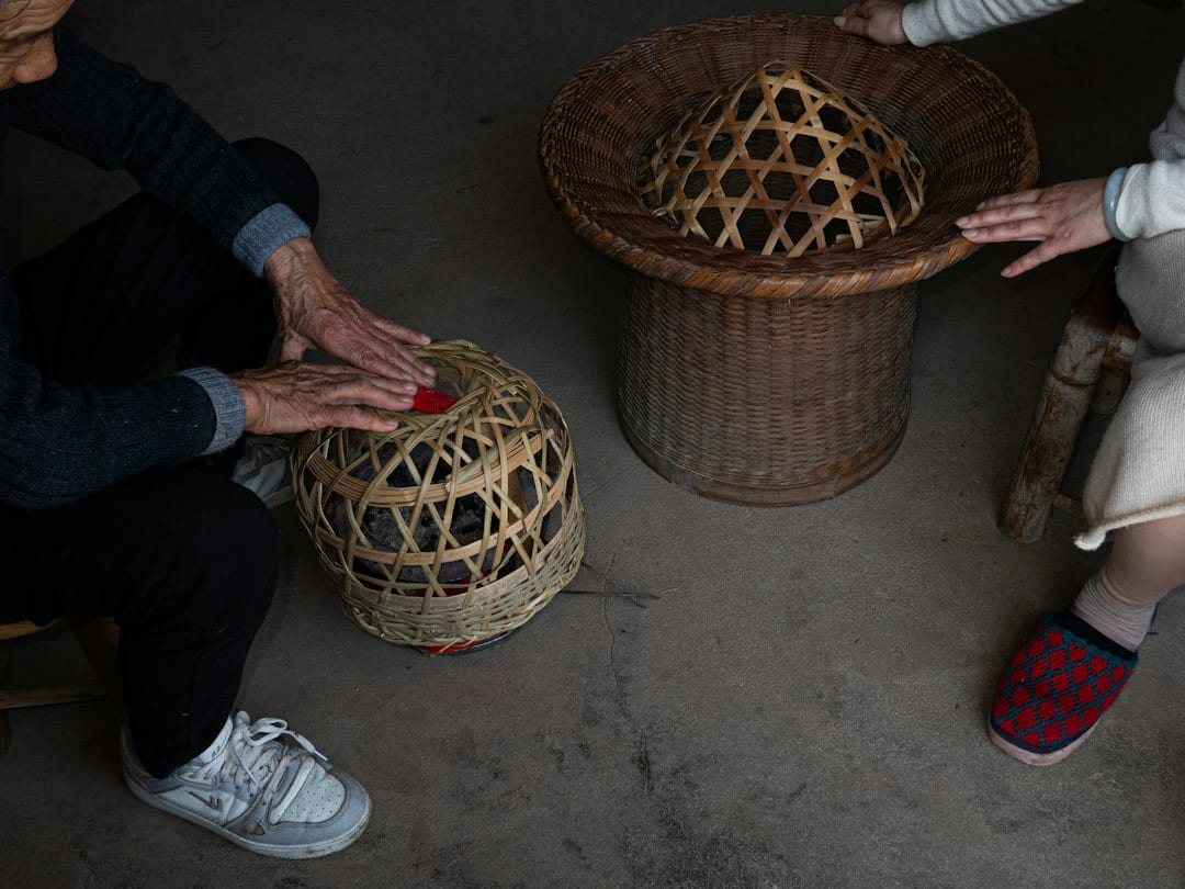 Chinese steamed dumplings in bamboo basket
