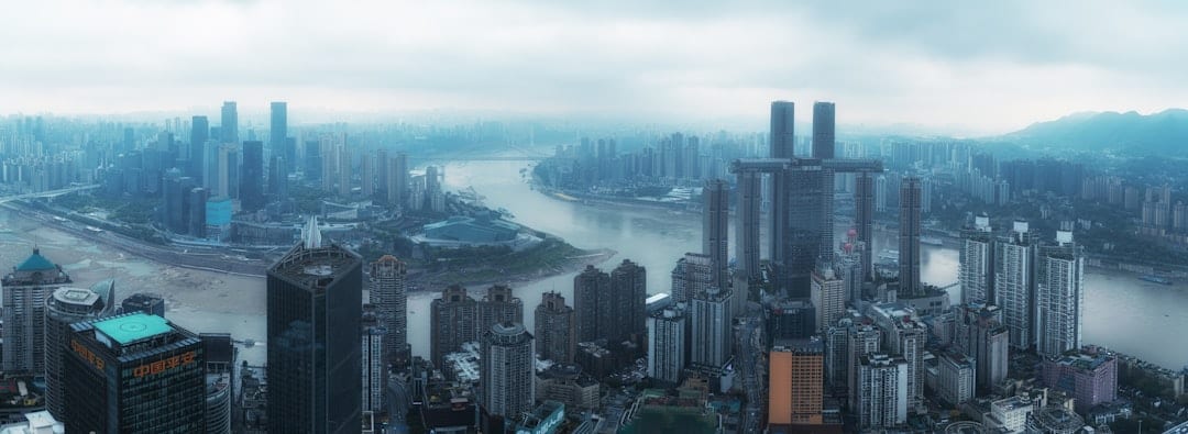 Chongqing mountain cityscape at golden hour