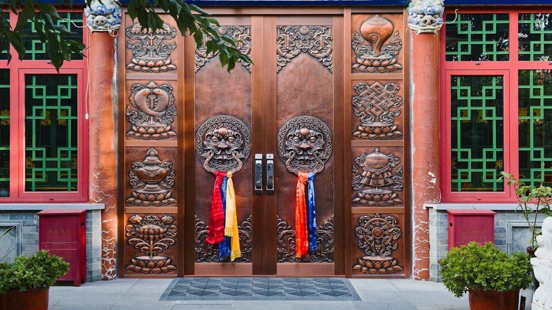 Ornate doors of Dazhao Temple in Hohhot
