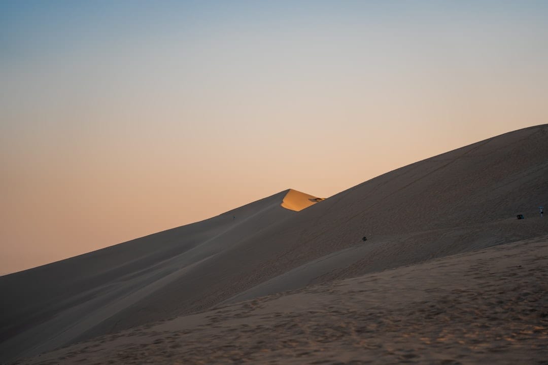 Dunhuang desert dunes at sunset