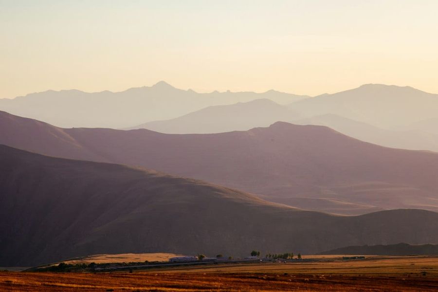 Flaming Mountains in Turpan with dramatic red rock formations
