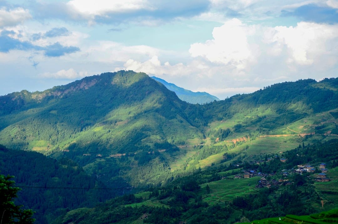 Guizhou karst mountain landscape aerial view