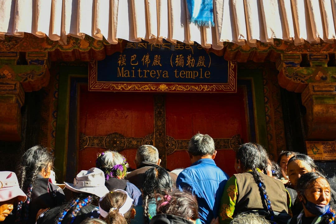 Pilgrims gather at Jokhang Temple in Lhasa
