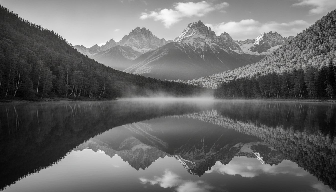 喀納斯湖全景，秋日森林與群山環繞