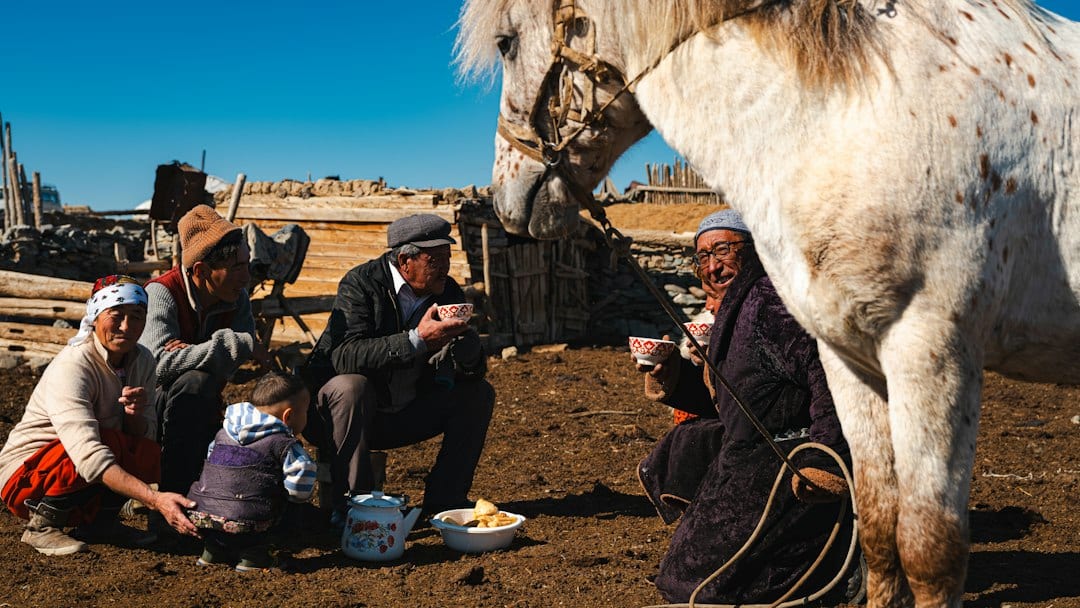 Traditional Mongolian butter tea served in a bowl