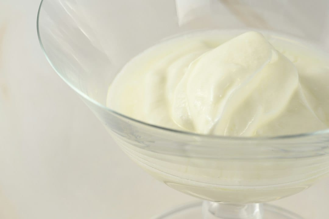 Creamy Mongolian yogurt in a glass bowl