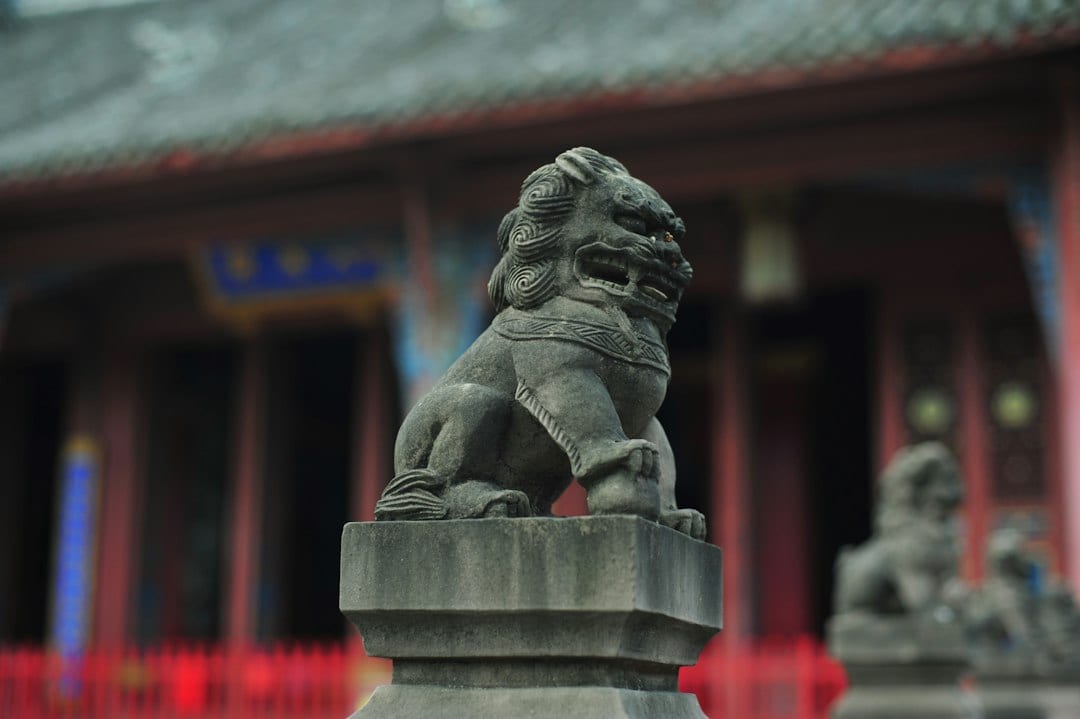 Traditional temple gate at Mount Qingcheng