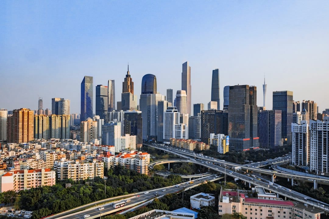 Shantou city skyline with modern buildings