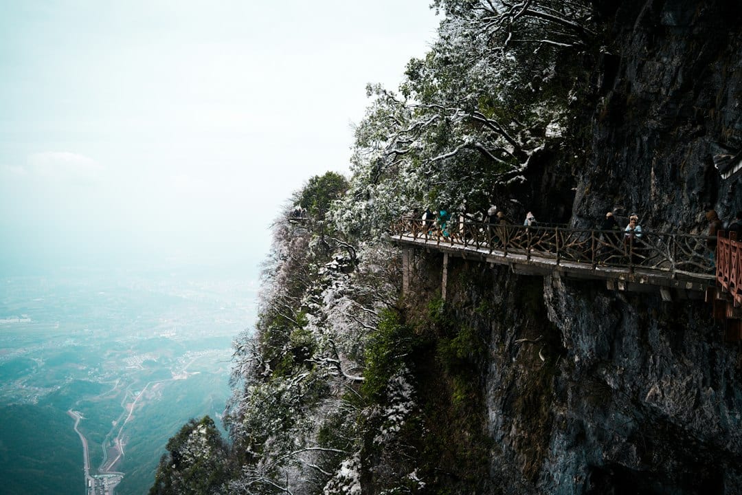 Mount Huashan steep cliffside path