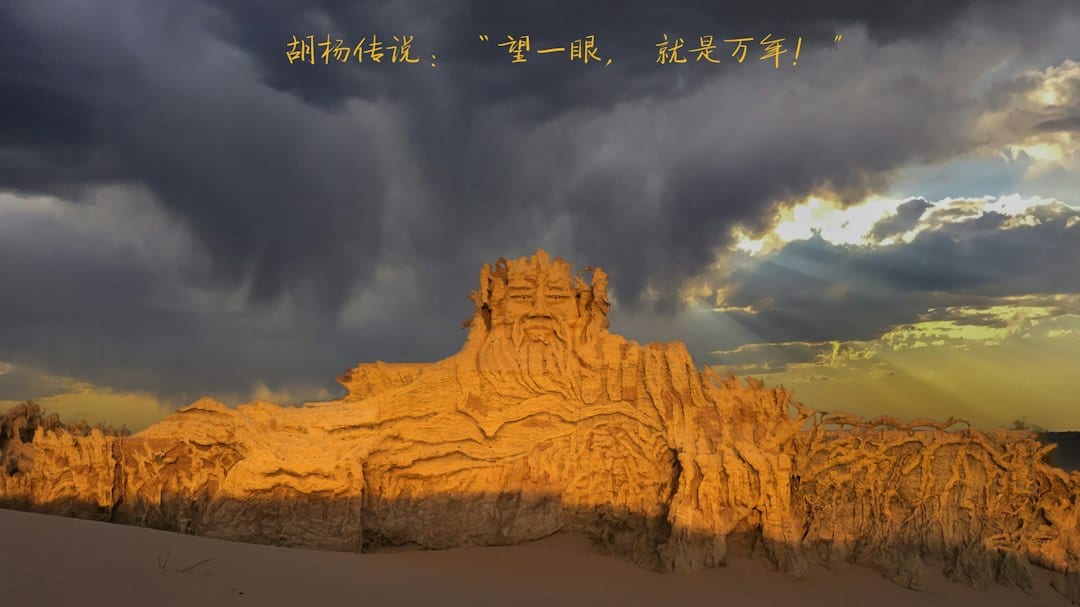 Ghost City wind-eroded landforms in Xinjiang at sunset