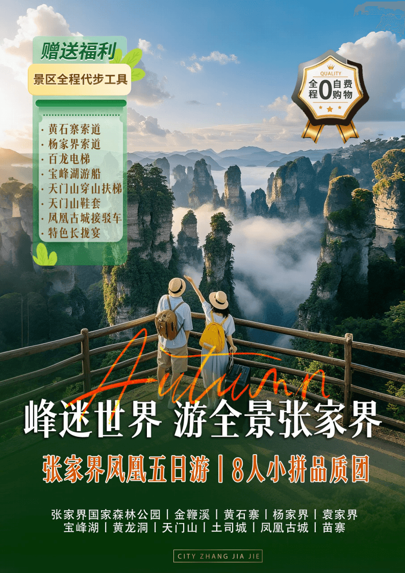 張家界阿凡達山雲霧山峰全景